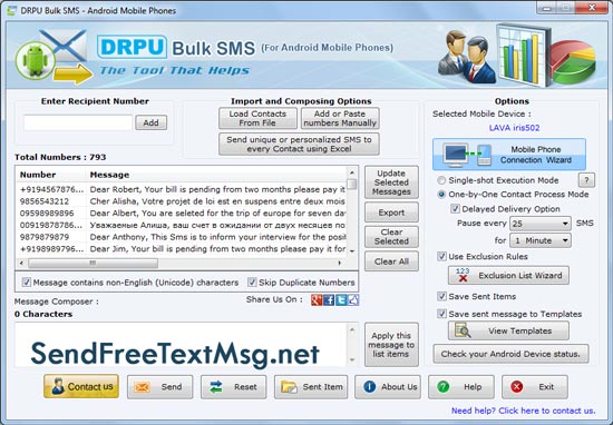 Android Bulk SMS Application software